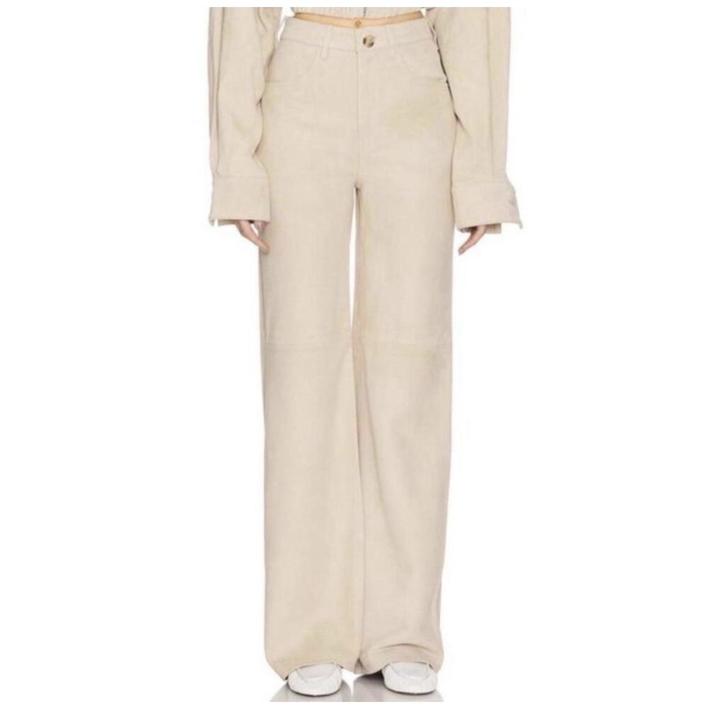 Helsa Suede 5 Pocket Suede Pants Sandy Beige Size Medium Quiet Luxury